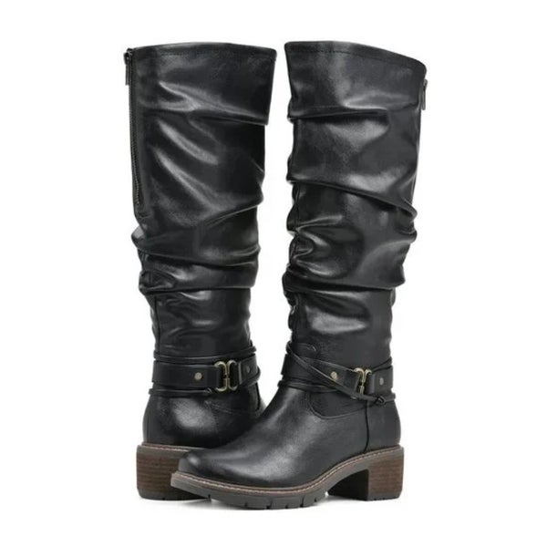 White Mountain Crammers Boots Women's US 9.5 Black Side Zip Knee High TZP488