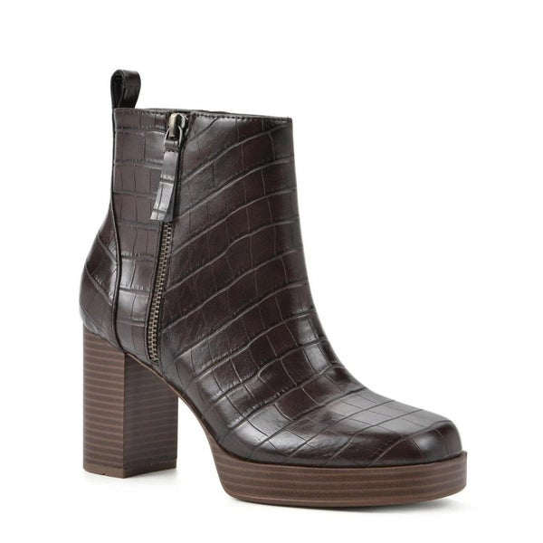 White Mountain Manito Boots Women's US 7 Brown Smooth Block Heel Bootie TZP483