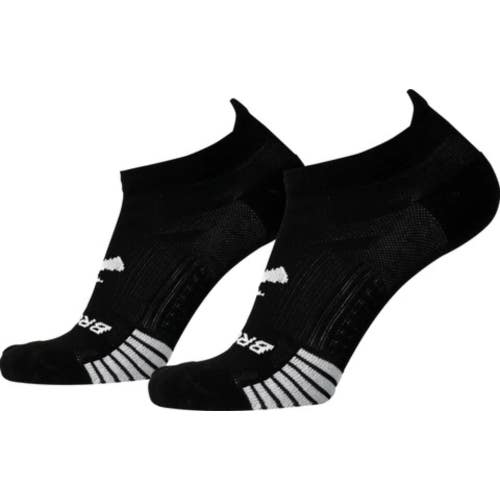 Brooks Ghost Lite Unisex Large Black Stretch Fitted No Show Socks 2-Pack TLW398