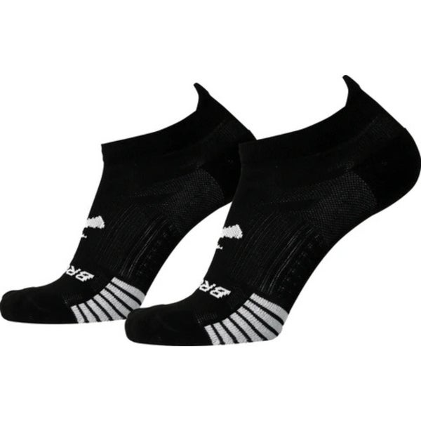 Brooks Ghost Lite Unisex Large Black Stretch Fitted No Show Socks 2-Pack TLW398