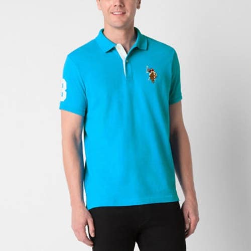 U.S. Polo Assn. Big Pony Pique Polo Shirt Men XL Blue Cotton Short Sleeve TLW399