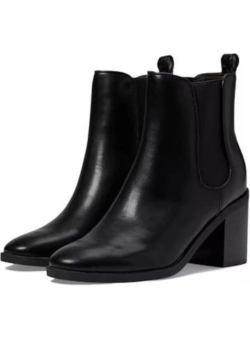 Tommy Hilfiger Brae Boots Women's 8 Black Faux Leather Block Heel Chelsea TZP423