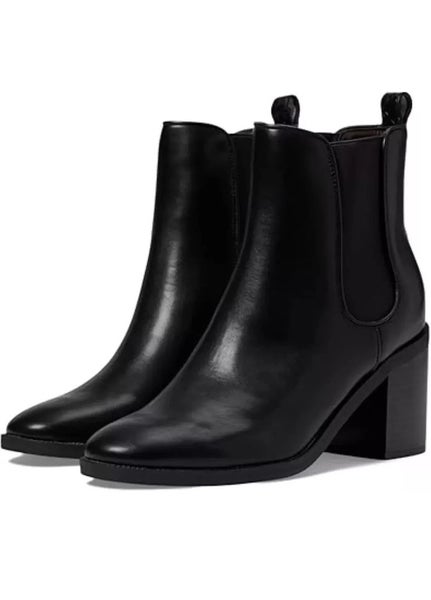 Tommy Hilfiger Brae Boots Women's 8 Black Faux Leather Block Heel Chelsea TZP423