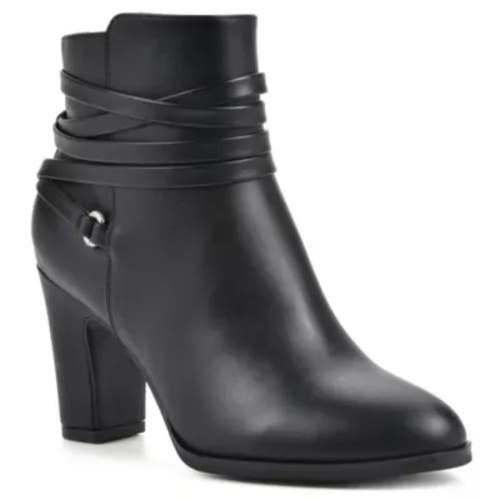 White Mountain Teaser Boot Women's Black Almond Toe Block Heel Bootie TZP477