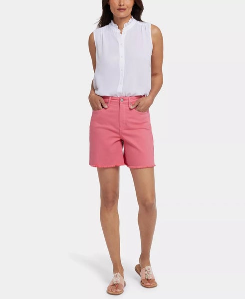 Nydj Berkyn Relaxed Shorts Women's 8 Spiced Coral Denim Cotton Stretch TLW386