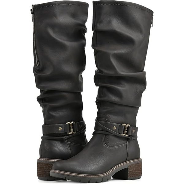 White Mountain Crammers Boots Women's 7.5 Dark Brown Wide Calf Knee High TZP421