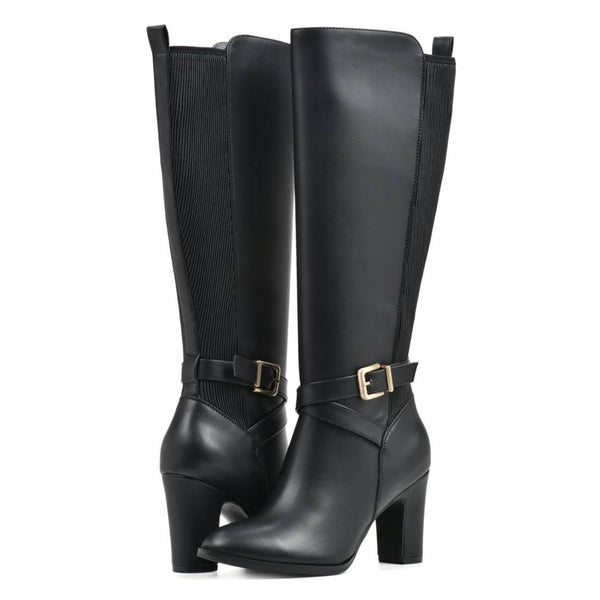 White Mountain Teals Dress Boots Women's US 11 Black Block Heel Knee High TZP567