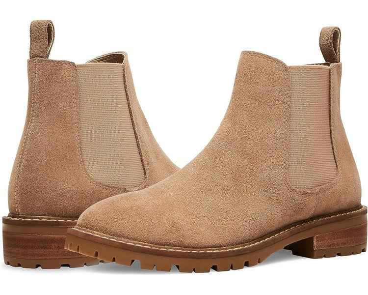 Steve Madden Leopold Boots Women's Oatmeal Suede Round Toe Ankle Chelsea TZP532