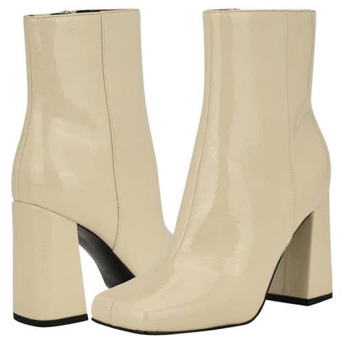 Nine West Spice Boots Women's 6.5 Cream Patent Squared Toe Ankle Booties TZP566