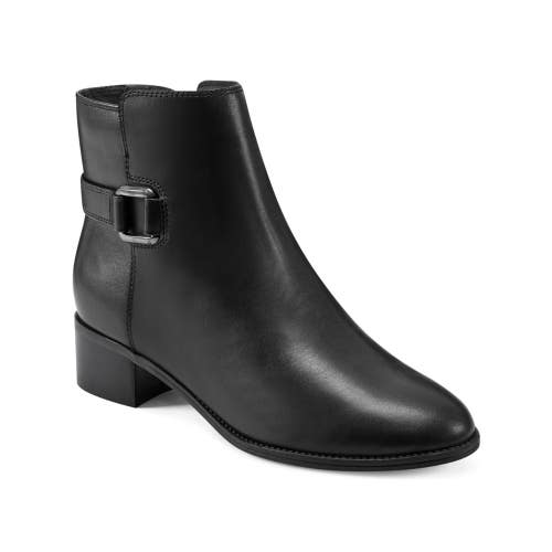 Easy Spirit Sahara Booties Womens 7.5 Black Leather Round Toe Ankle Boots TZP515
