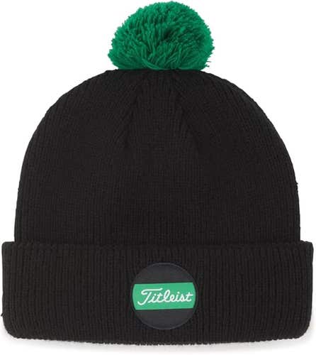 Titleist Boardwalk Pom Pom Beanie (Black/Shamrock, One Size) Previous Season NEW