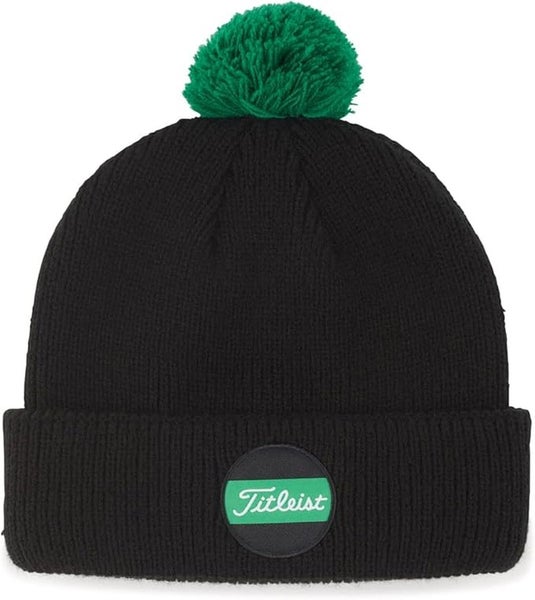 Titleist Boardwalk Pom Pom Beanie (Black/Shamrock, One Size) Previous Season NEW
