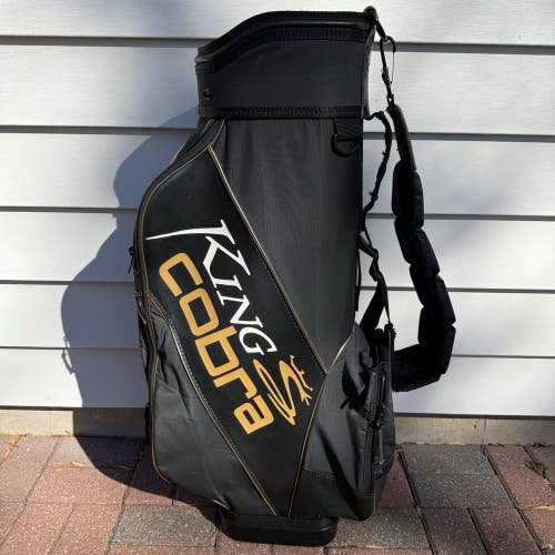 Vintage King Cobra Golf Bag Cart Black Gold White Logos 3 Way Dividers