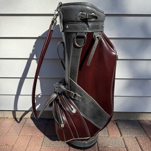 Vintage Hot-Z Leather Red Gray Golf Bag Faux Snakeskin 6 Way Pro Group Inc USA