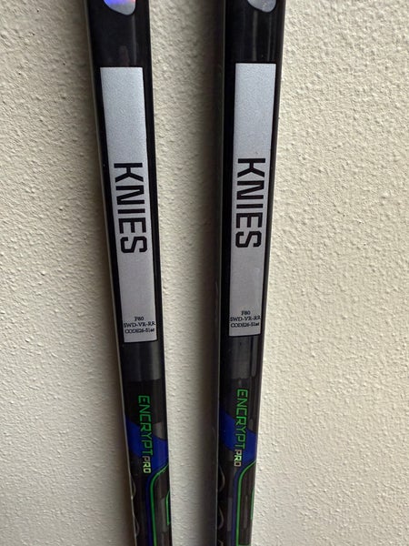 Matthew Knies Senior Sher-Wood Code Encrypt Pro 2-PACK Left Hand Hockey Stick P92 80 Flex Pro Stock