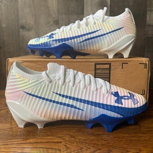 Under Armour Blur Pro Football Cleats Men Size 9.5 White Blue 3028220-106