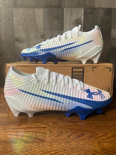 Under Armour Blur Pro Football Cleats Men Size 9.5 White Blue 3028220-106