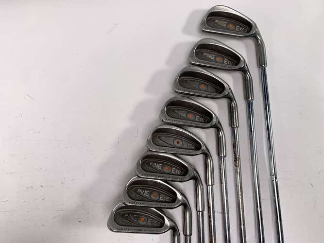 Ping Eye 2 Iron Set 3-PW Orange Dot 2* Flat Karsten ZZ-Lite Stiff Steel Mens RH