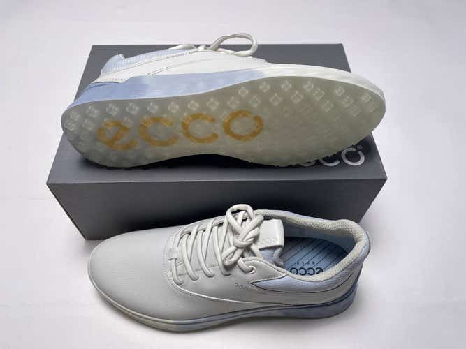 ECCO Golf S-Three Golf Shoes White Blue Women's SZ 9 (102963 60618)