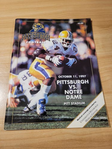 University of Pittsburgh Panthers vs. Notre Dame Fighting Irish Official Football Game Program