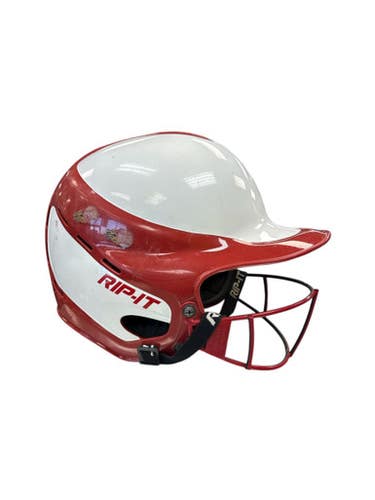 Used RIP-IT VISION Batting Helmet w/Mask Red And White S/M 11862-S000091597