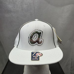 NWT Atlanta Braves American Needle White Camo Fitted Hat 7 1/4 MLB