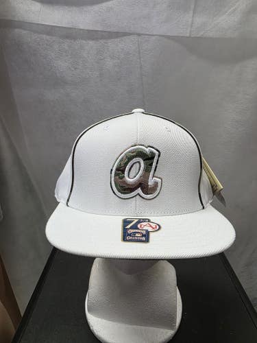 NWT Atlanta Braves American Needle White Camo Fitted Hat 7 3/8 MLB