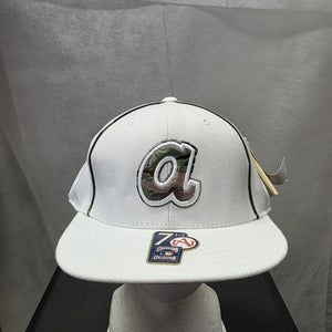 NWT Atlanta Braves American Needle White Camo Fitted Hat 7 1/2 MLB