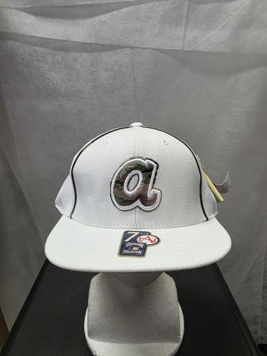 NWT Atlanta Braves American Needle White Camo Fitted Hat 7 1/2 MLB