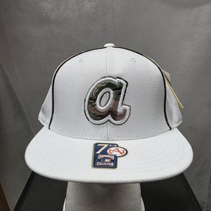 NWT Atlanta Braves American Needle White Camo Fitted Hat 7 5/8 MLB
