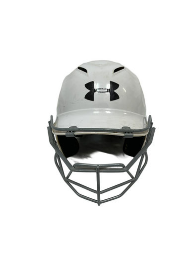 Used Under Armour UABH100 Adult OSFM Batting Helmet w/Mask White 11692-S000143758