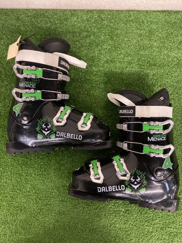 Used Kid's Dalbello Green Menace Ski Boots | Mondo Size 23.5 | Sole Length 279 mm