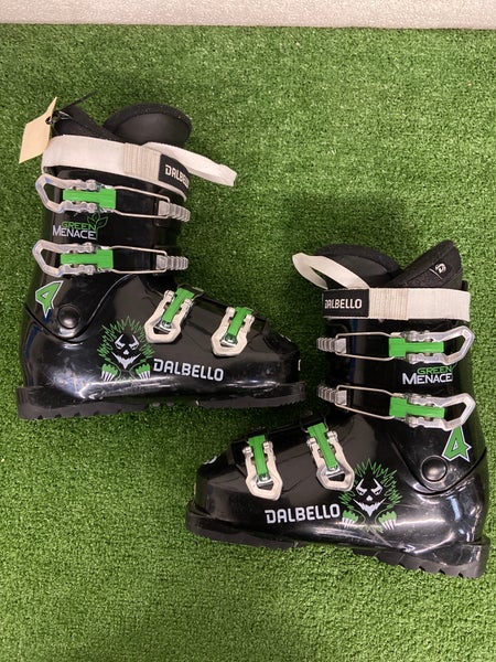 Used Kid's Dalbello Green Menace Ski Boots | Mondo Size 23.5 | Sole Length 279 mm