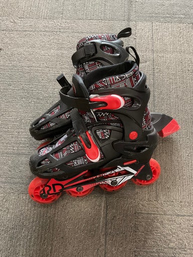 Used RollerDerby ADJUSTABLE INLINE SKATES Junior Rec Fitness Skates Red Adjustable 11614-S000219421