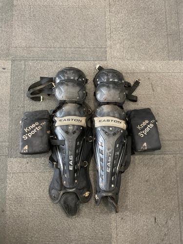 Used Easton ADULT SHIN GUARDS Catchers Leg Guards Black Adult 11614-S000223679