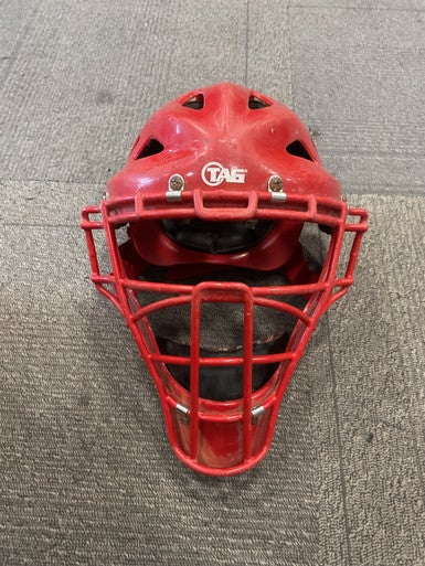 Used TAG BATTLE GEAR Catchers Helmet w/Mask Red LG 11614-S000223043