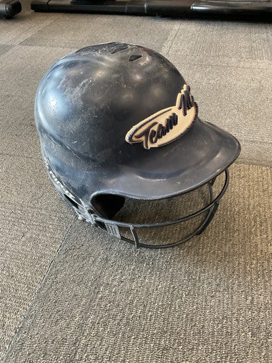 Used RIP-IT SOFTBALL HELMET W/MASK Batting Helmet w/Mask Navy Blue S/M 11614-S000209706