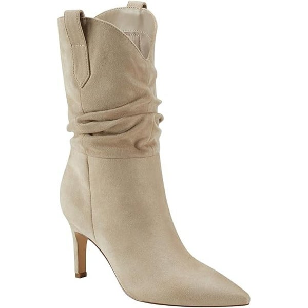 Marc Fisher Gienna Boots Women's Beige Faux Suede Stiletto Heel Bootie TZP525