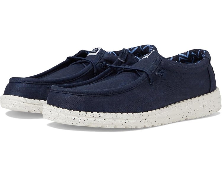 Hey Dude Wally 41144-410 Kids 3 Navy Canvas Slip On Moc Toe Casual Shoes TZP560