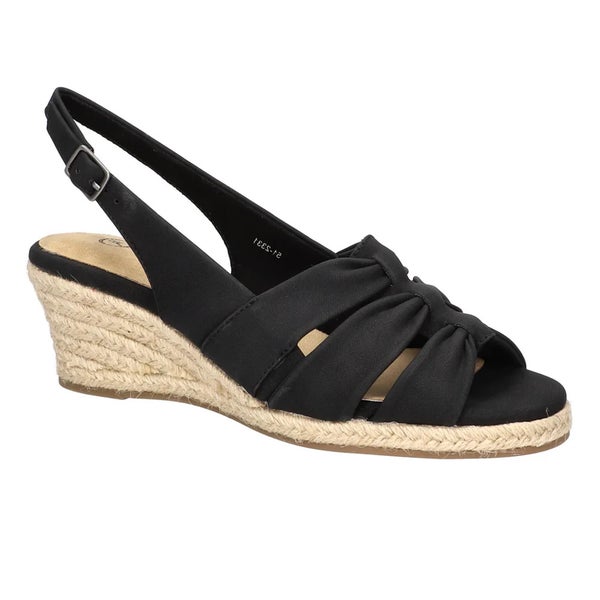 Bella Vita Cheerful Sandals Women US 8.5 Black Wedge Espadrille Slingback TZP557