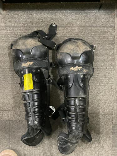 Used Rawlings YOUTH SHIN GUARDS Catchers Leg Guards Black Youth 11614-S000220885