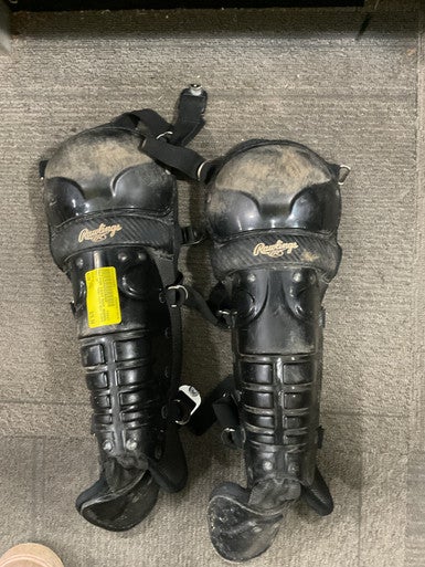 Used Rawlings YOUTH SHIN GUARDS Catchers Leg Guards Black Youth 11614-S000220885