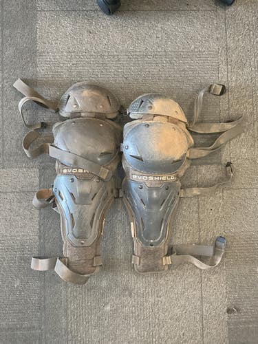 Used Evoshield SHIN GUARDS Catchers Leg Guards Grey Intermed 11614-S000224215