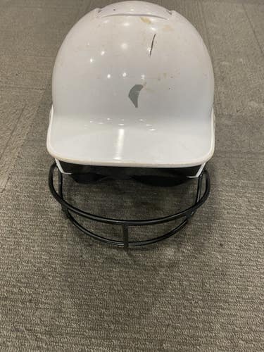 Used Mizuno F6 Batting Helmet w/Mask White One Size 11614-S000223443