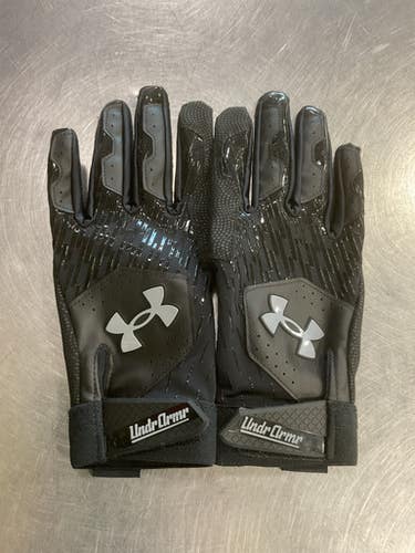 Used Under Armour CLEAN UP BB/SB Batting Gloves Black MD 11614-S000221185