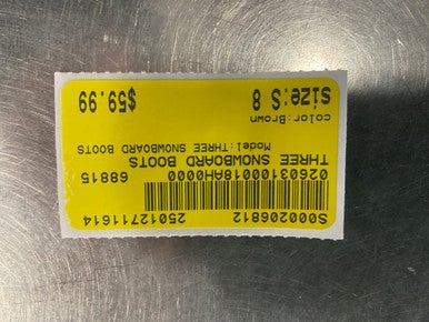 Used THREE SNOWBOARD BOOTS Mens Snowboard Boots Brown Senior 8 11614-S000206812