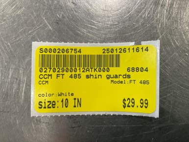 Used CCM FT 485 Youth Shin Guards White 10" 11614-S000206754