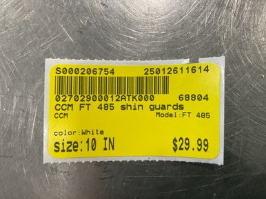 Used CCM FT 485 Youth Shin Guards White 10" 11614-S000206754