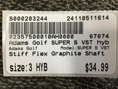 Used Adams Golf SUPER S VST Mens Hybrid Club RH 3 Hybrid 11614-S000203244