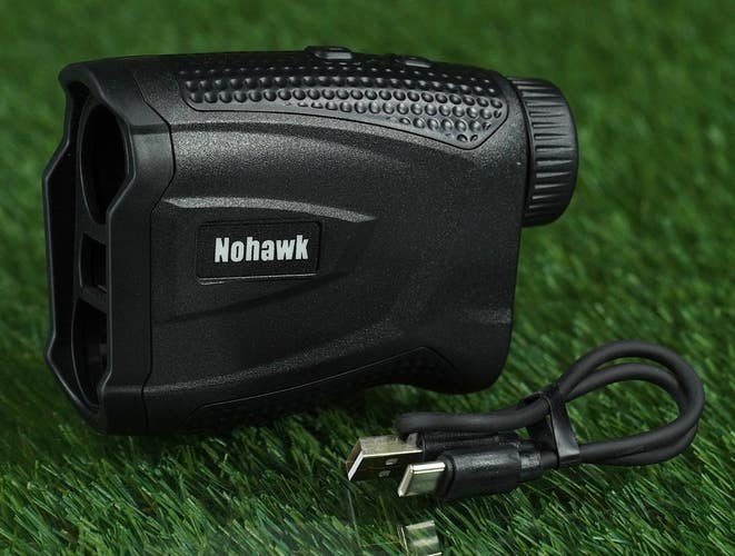 NOHAWK RANGEFINDER RECHARGABLE GOLF MAGNETIC YARDAGE WITH USB CHARGE CORD, BLACK